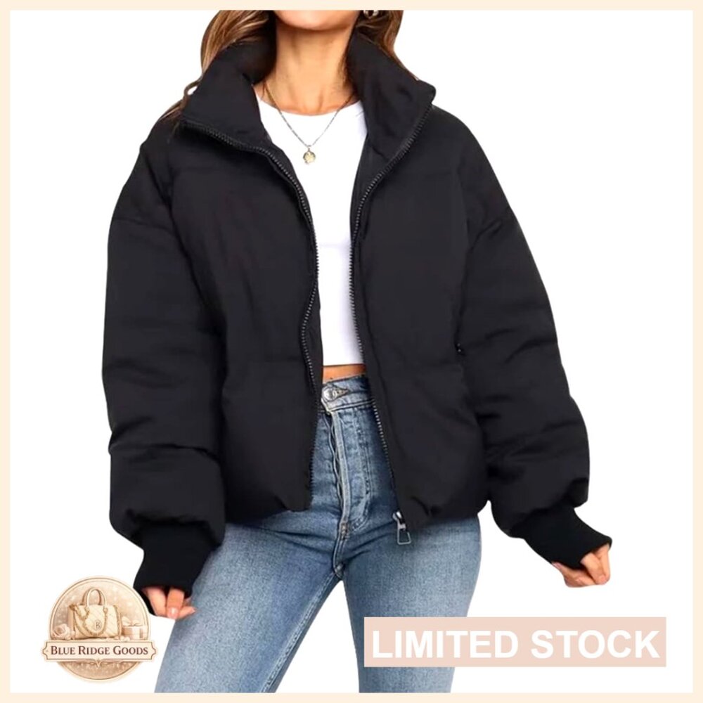 Polyester Cropped Puffer Jacket, Quilted, Waterpr… - image 1